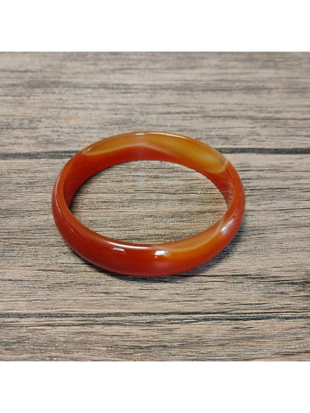 Carnelian Agate Bangle Bracelet With Natural Gradient Orange-Brown Tone Stone